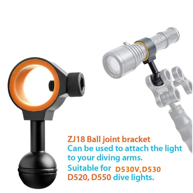 ORCATORCH ZJ18 New Universal Ball Joint Bracket Diving Torch Photography Video Lights Arm Buoyancy Fill Light Lamp Holder - Image 3